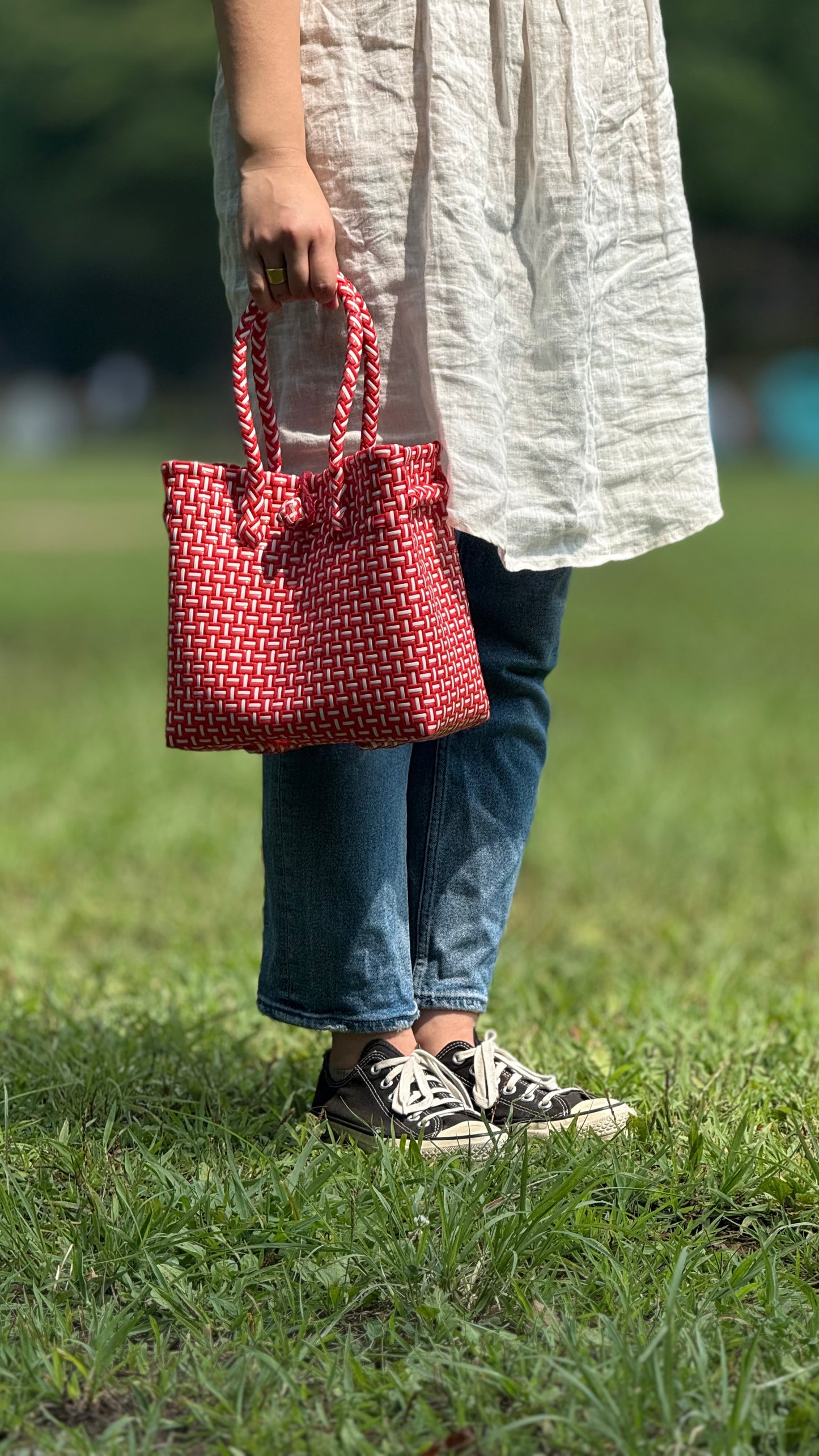 レッド ジャリ ミニハンドバッグ S