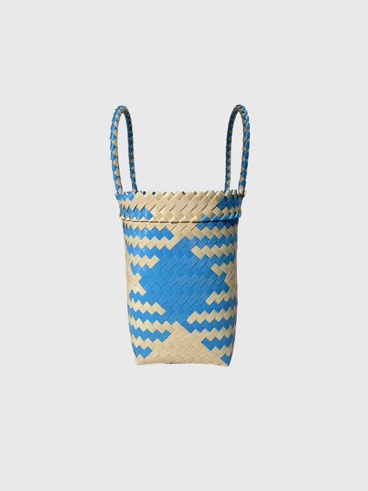 ブルー ベージュ トライアングル ルリック ミニ ハンドバッグ