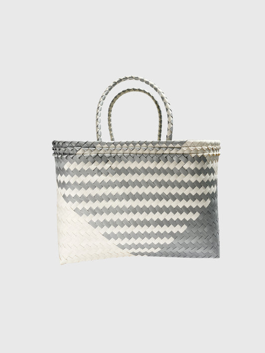 グレー ホワイト ランドスケープ ルリック ハンドバッグ