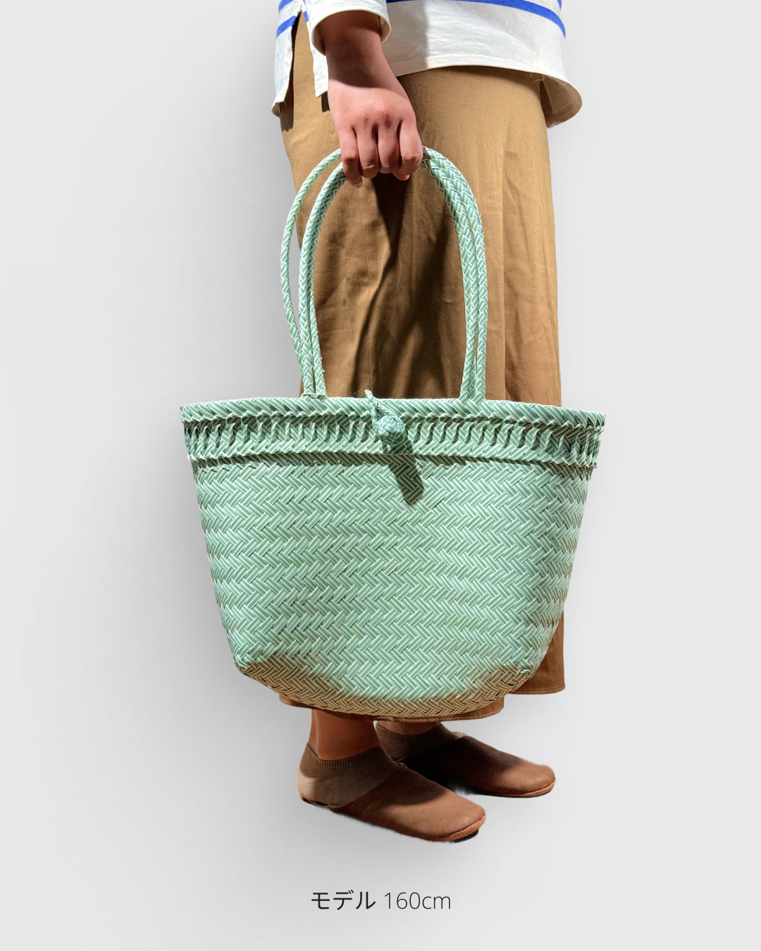 ブルー ルリック ロングハンドルトートバッグ M