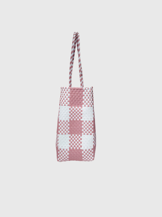 レタ トートバッグ ピンク ホワイト