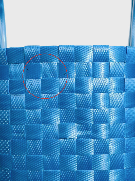 【ワケあり】ブルー エンボス ハンドバッグ M