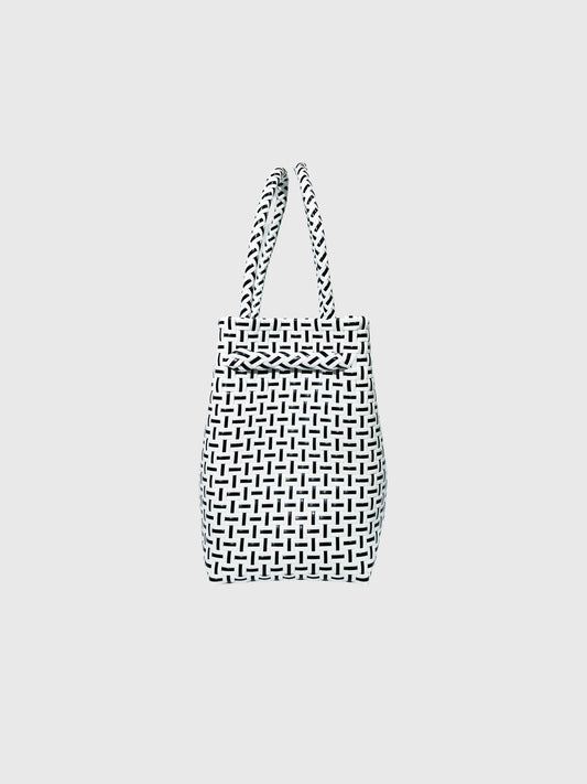 ホワイト ブラック ミニハンドバッグ