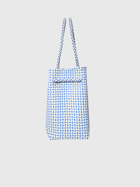 ホワイト ブルー ビッグトートバッグ