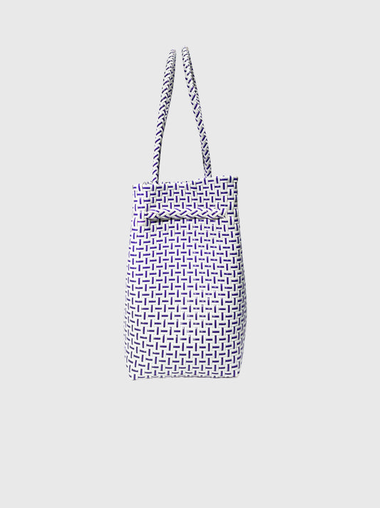 ホワイト パープル ビッグトートバッグ