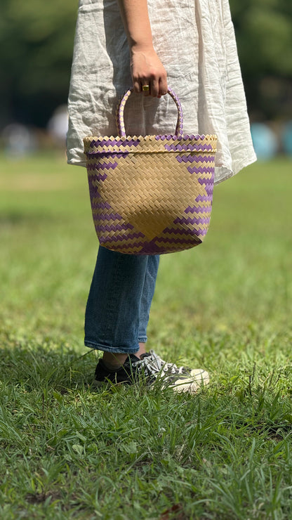 パープル ベージュ トライアングル ルリック ミニ ハンドバッグ