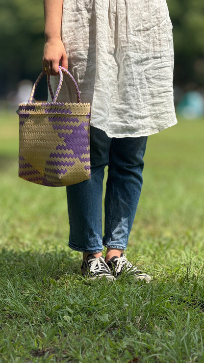 パープル ベージュ トライアングル ルリック ミニ ハンドバッグ