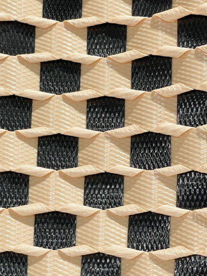 ブラック ベージュ エンボス ハンドバッグL