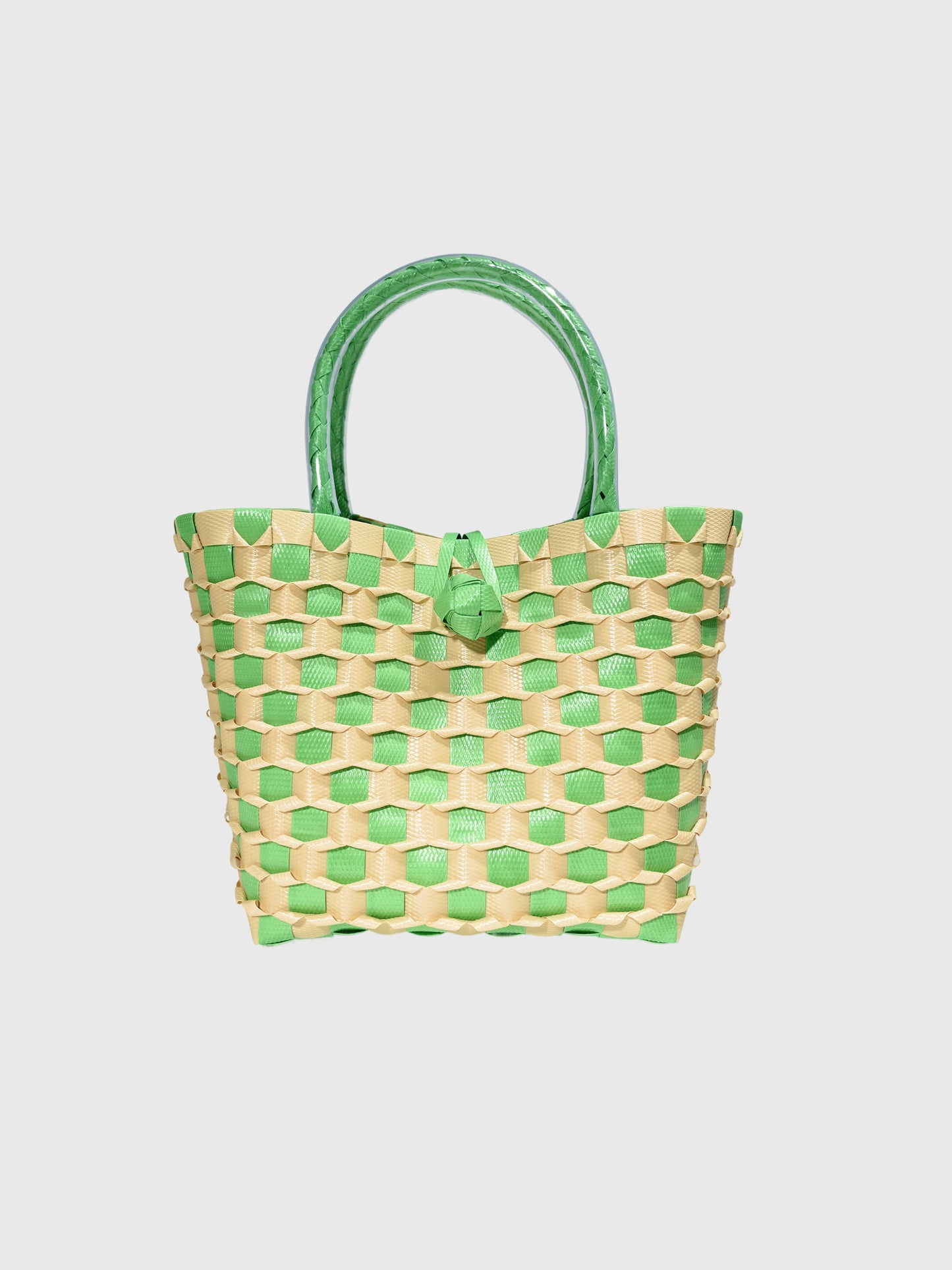 グリーン ベージュ エンボス ミニ ハンドバッグ