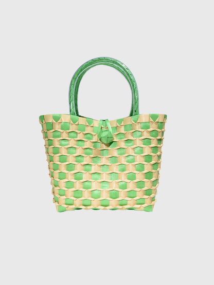 グリーン ベージュ エンボス ミニ ハンドバッグ