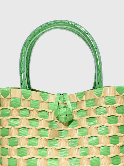 グリーン ベージュ エンボス ミニ ハンドバッグ