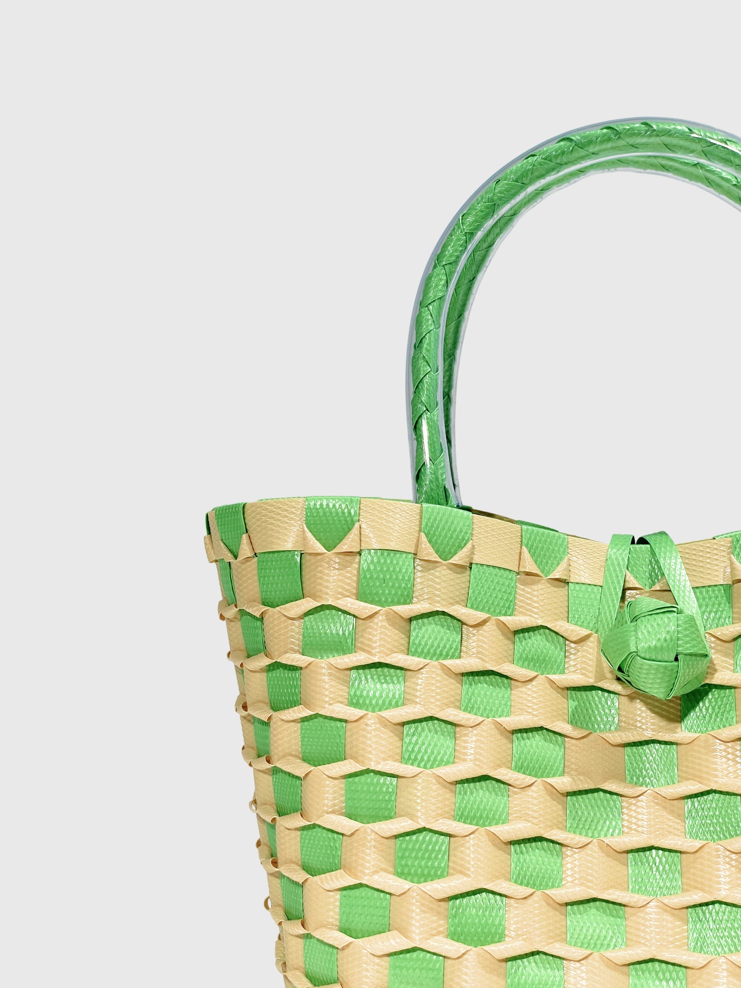 グリーン ベージュ エンボス ミニ ハンドバッグ