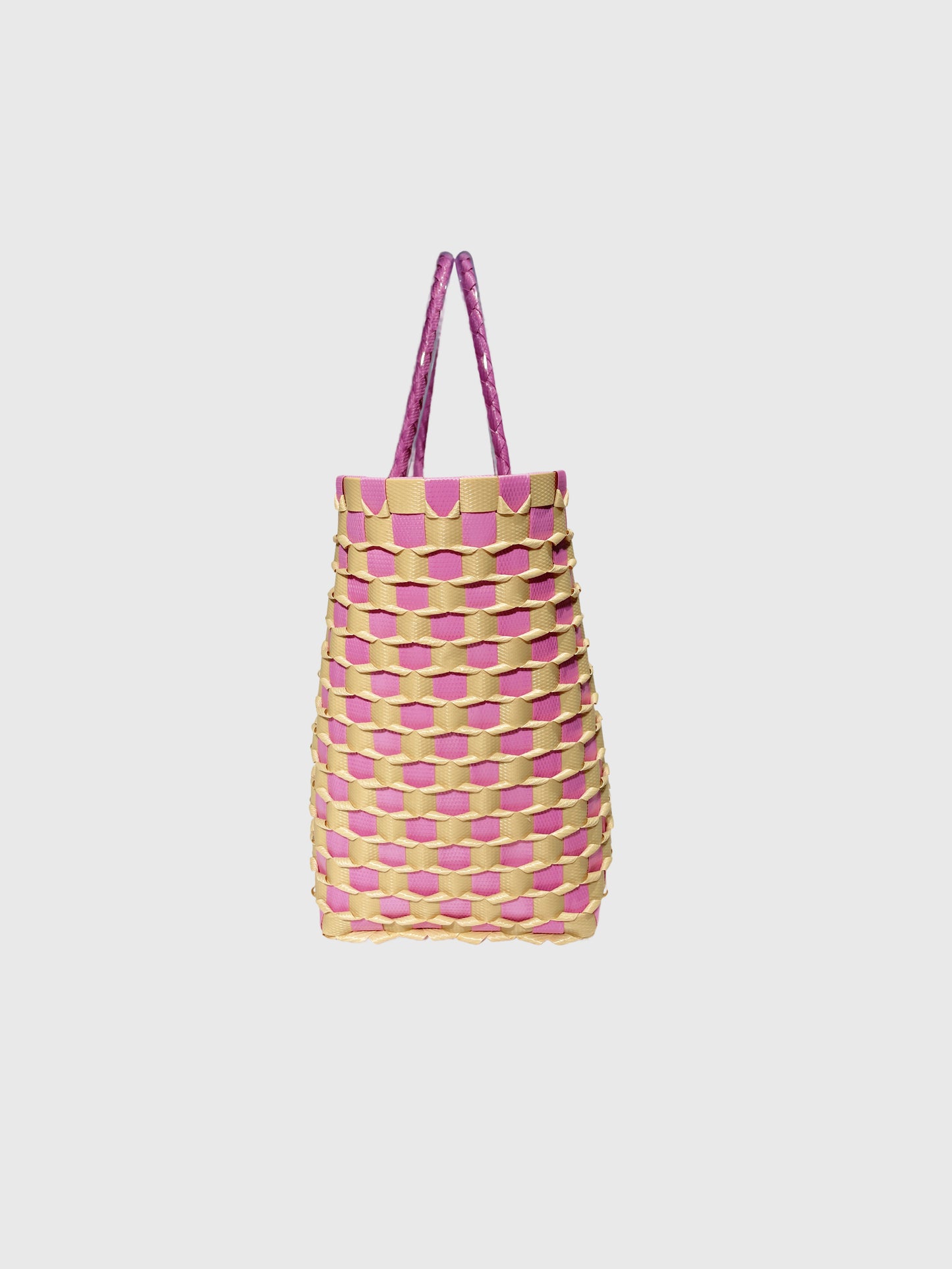 ピンク ベージュ エンボス ハンドバッグ