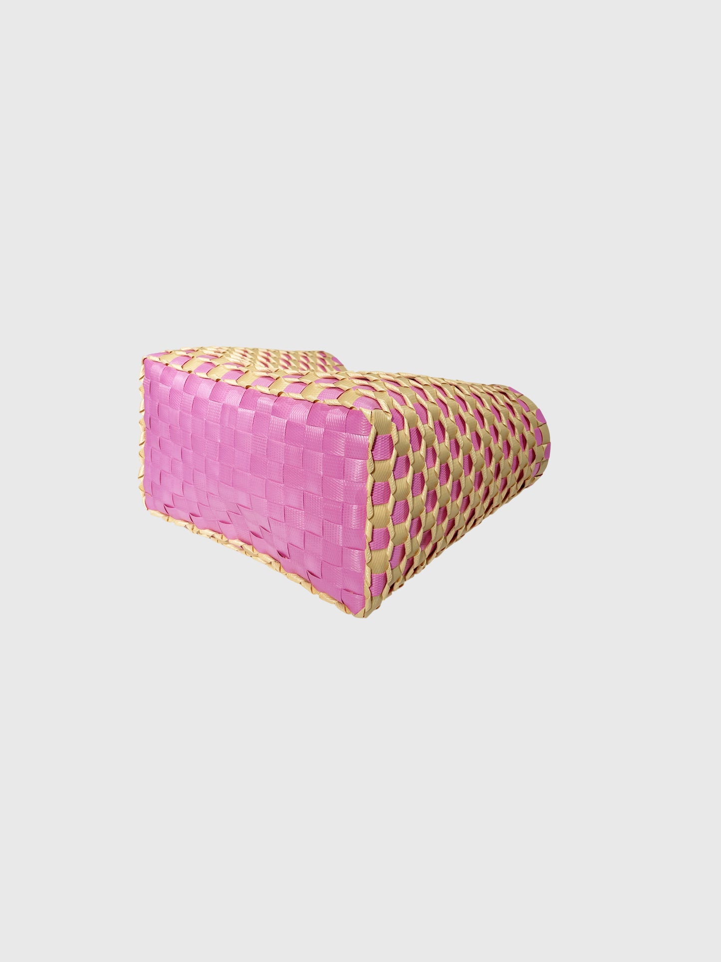 ピンク ベージュ エンボス ハンドバッグ