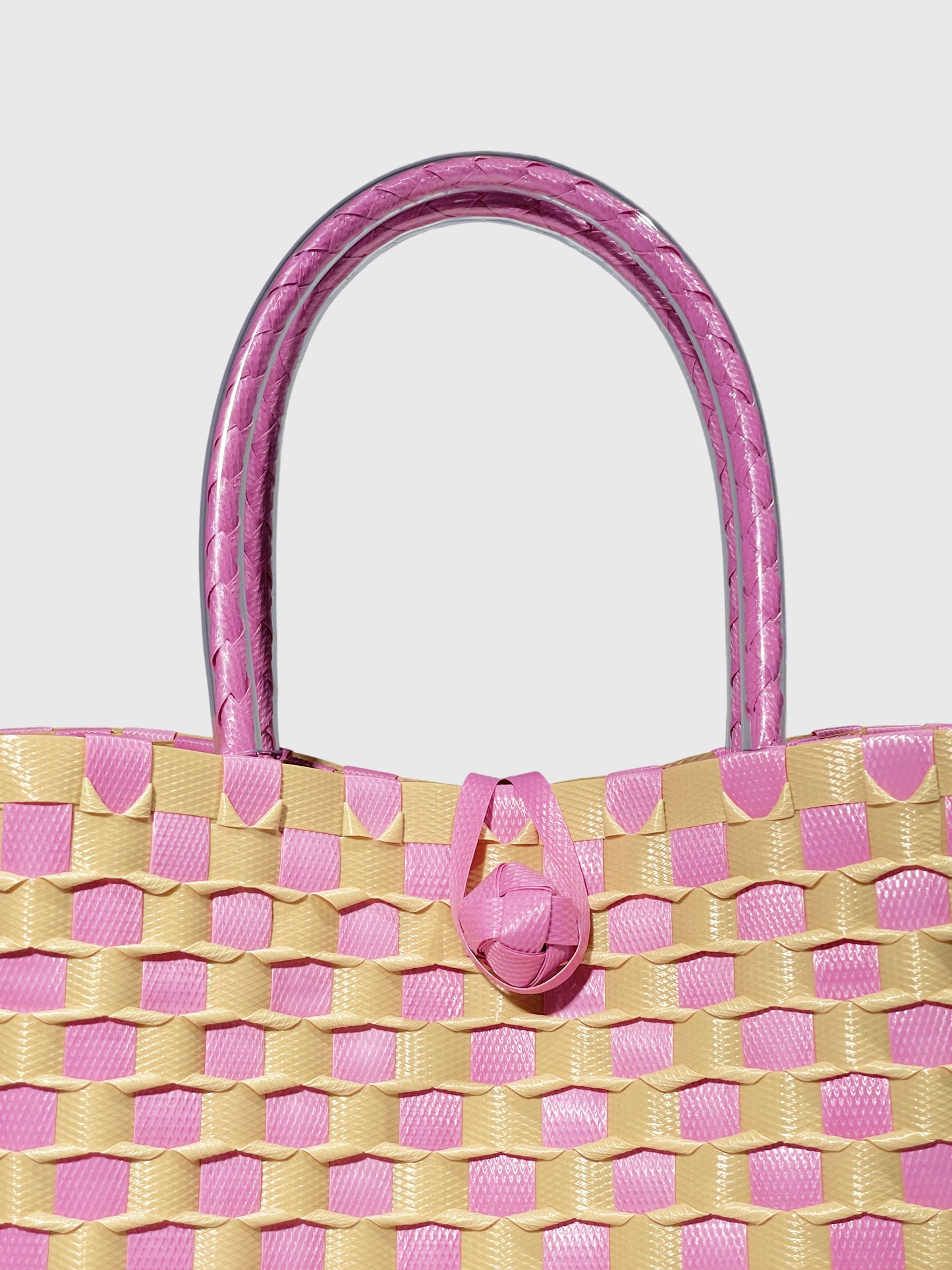 ピンク ベージュ エンボス ハンドバッグ