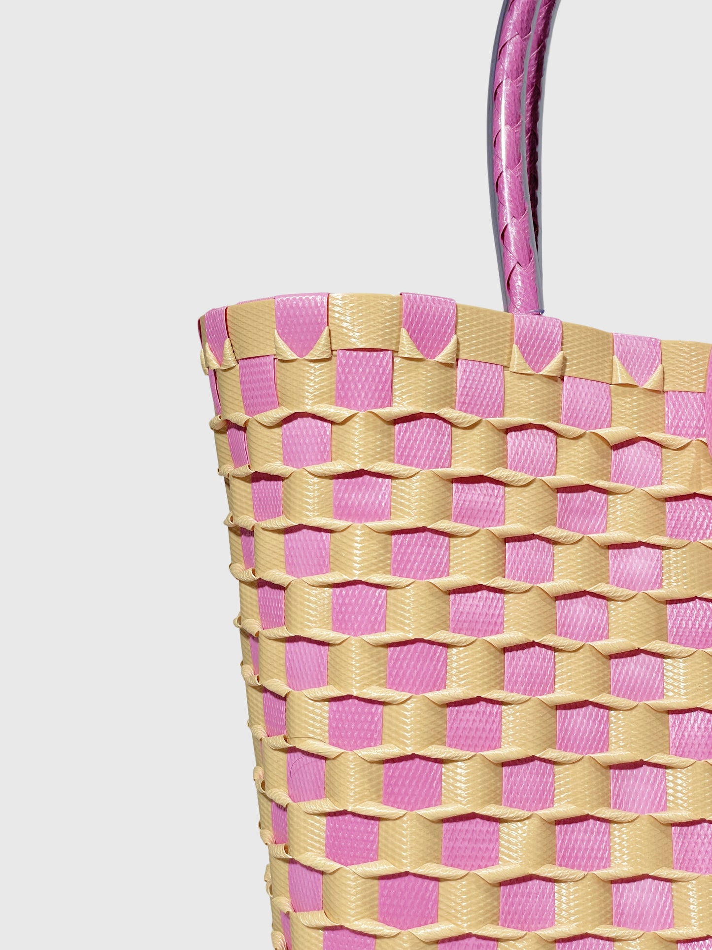 ピンク ベージュ エンボス ハンドバッグ