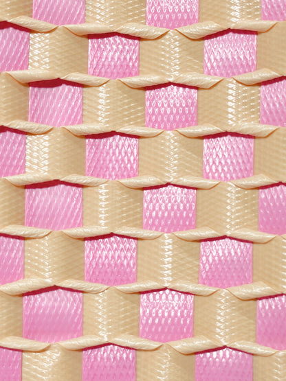 ピンク ベージュ エンボス ハンドバッグ