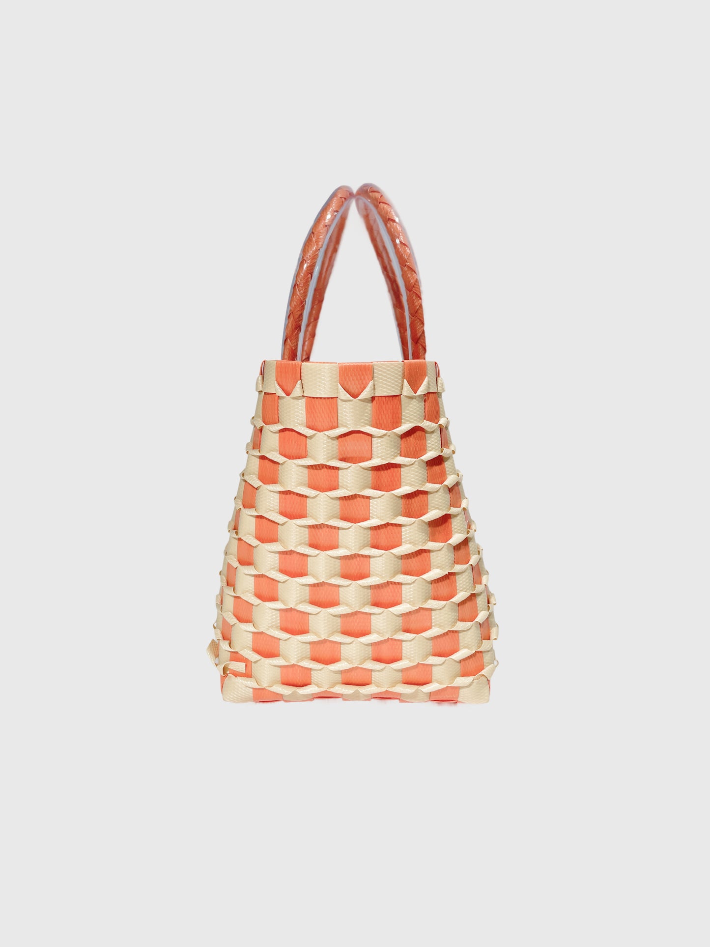 オレンジ ベージュ エンボス ミニ ハンドバッグ