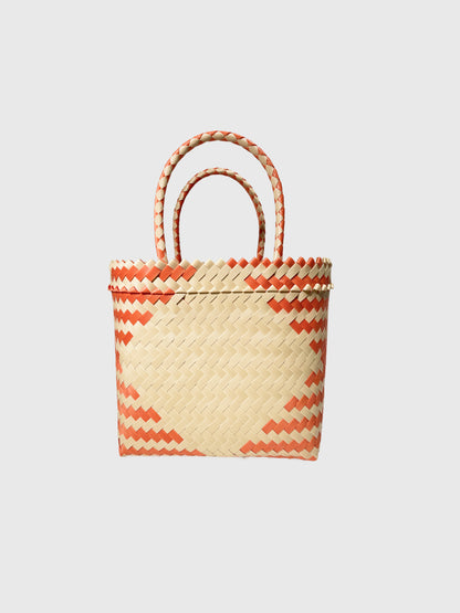 オレンジ ベージュ トライアングル ルリック ミニ ハンドバッグ