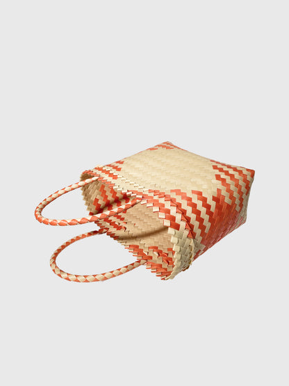 オレンジ ベージュ トライアングル ルリック ミニ ハンドバッグ