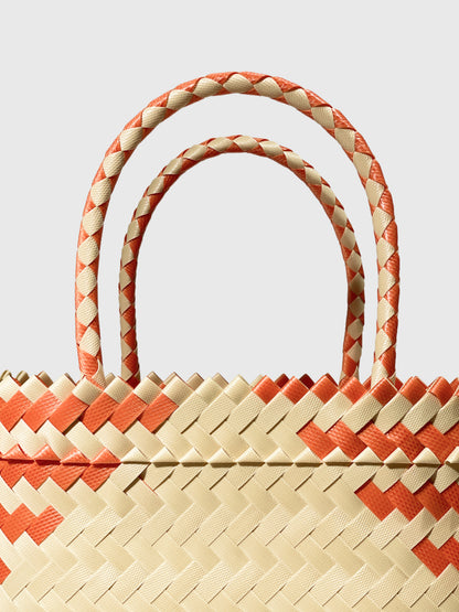 オレンジ ベージュ トライアングル ルリック ミニ ハンドバッグ