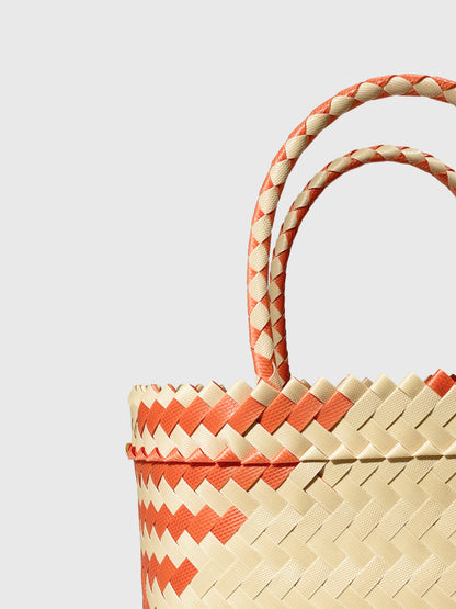 オレンジ ベージュ トライアングル ルリック ミニ ハンドバッグ