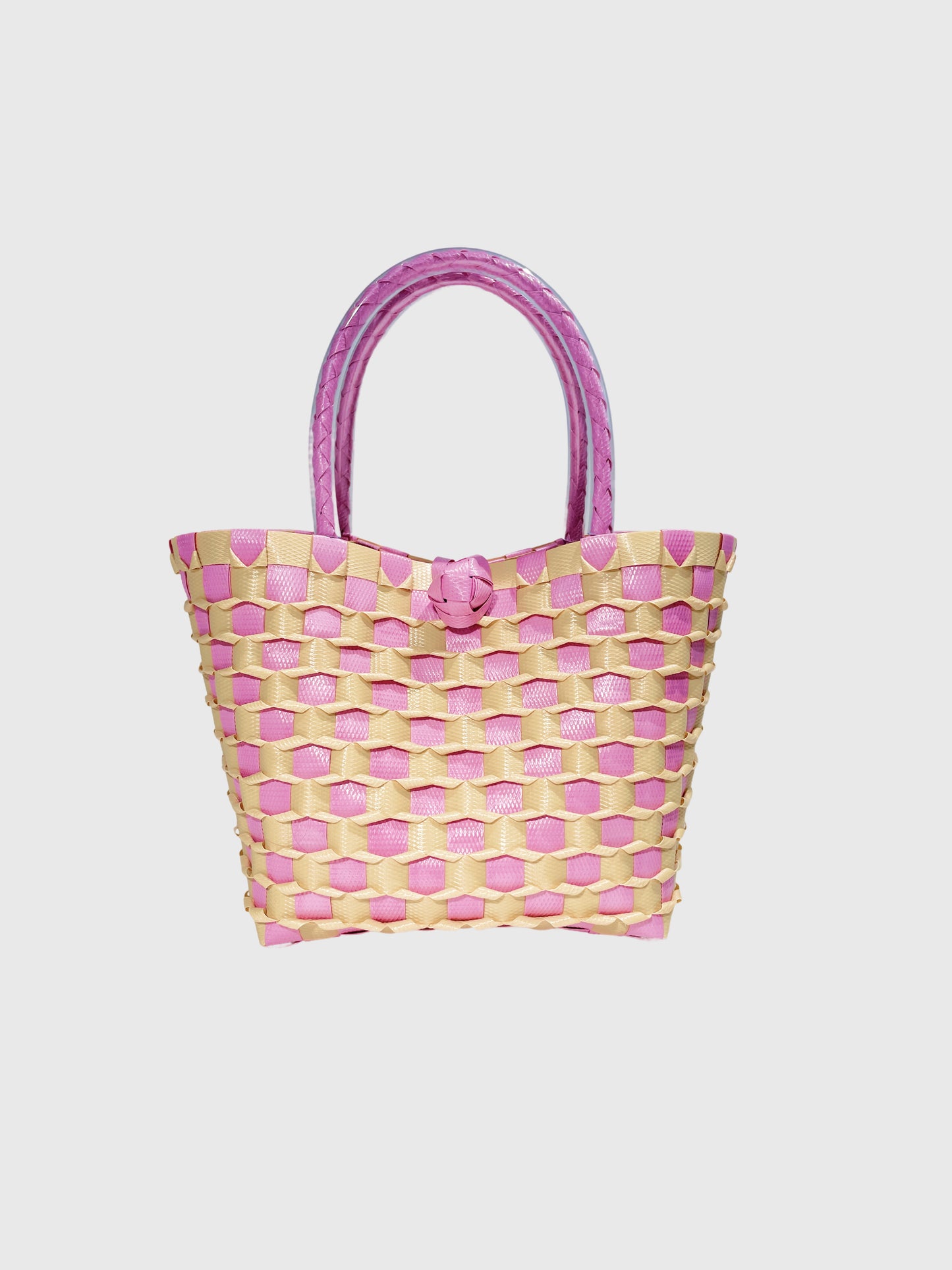 ピンク ベージュ エンボス ミニ ハンドバッグ