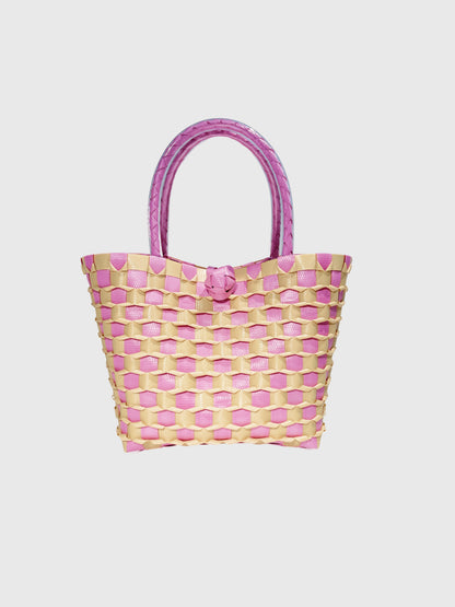 ピンク ベージュ エンボス ミニ ハンドバッグ