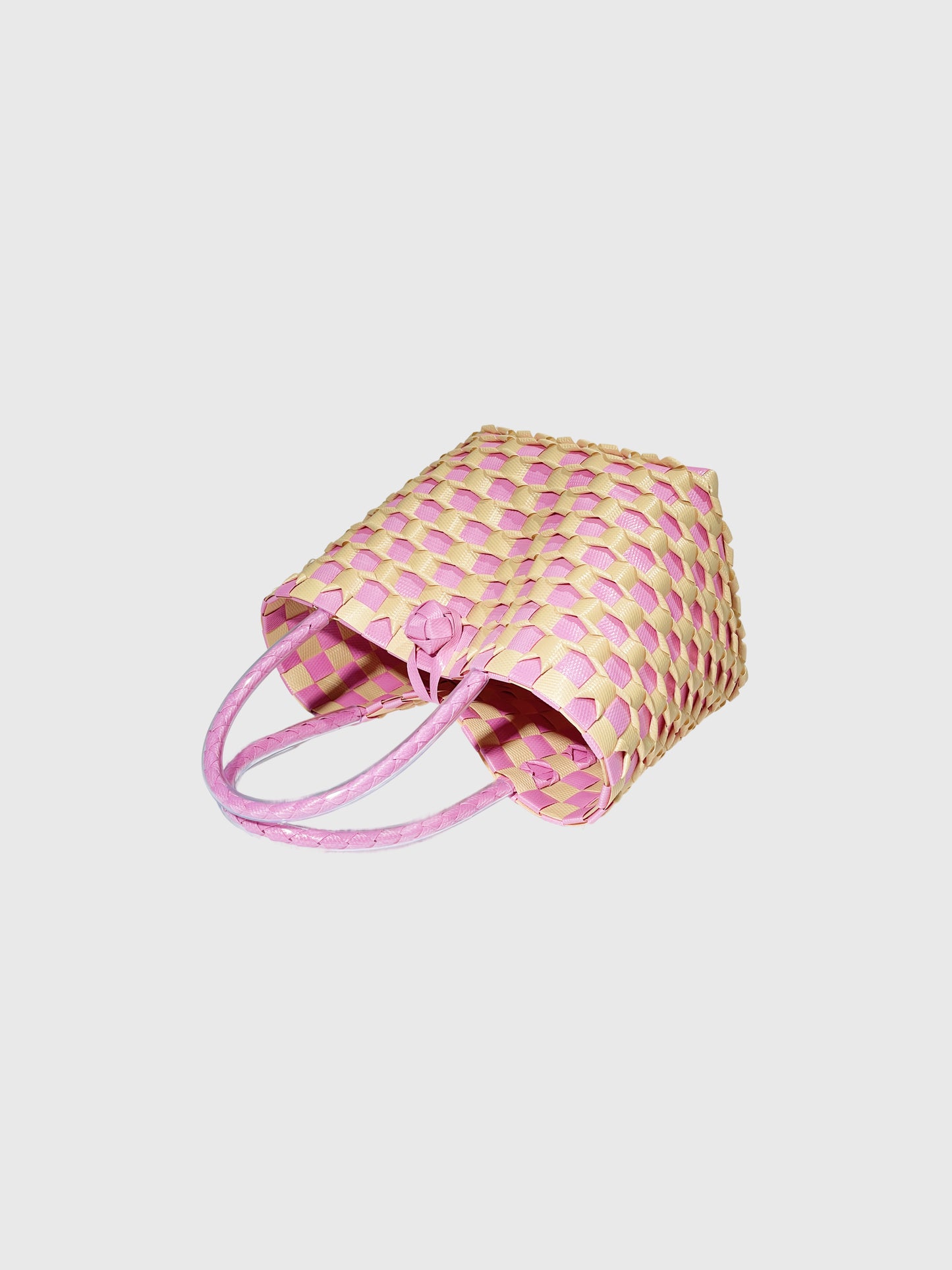 ピンク ベージュ エンボス ミニ ハンドバッグ