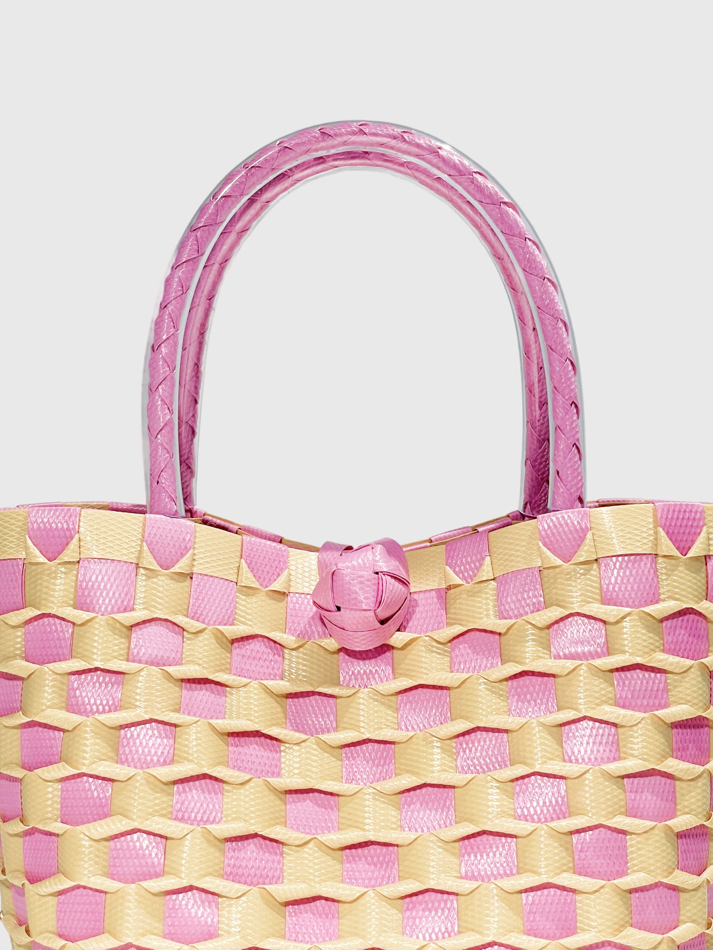 ピンク ベージュ エンボス ミニ ハンドバッグ