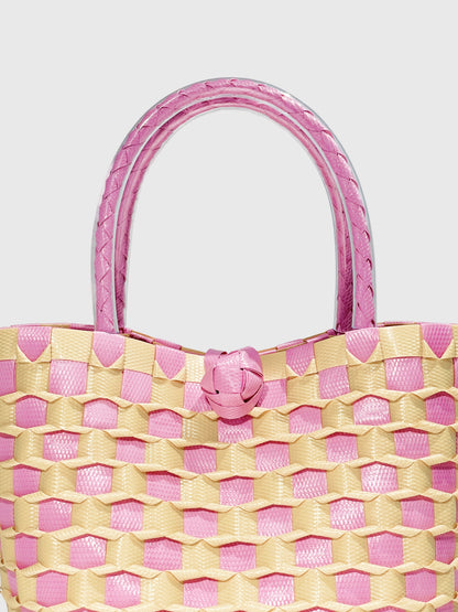 ピンク ベージュ エンボス ミニ ハンドバッグ