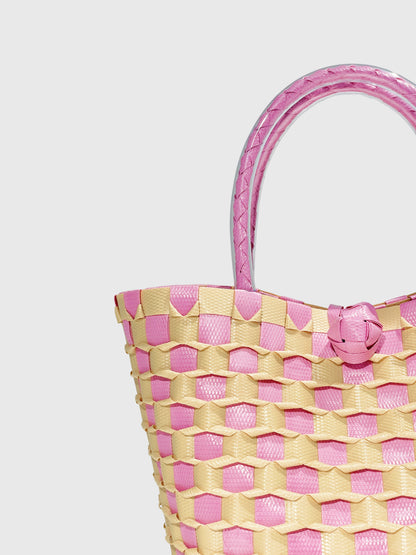 ピンク ベージュ エンボス ミニ ハンドバッグ