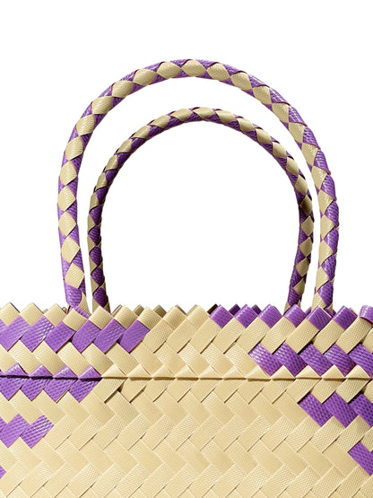 パープル ベージュ トライアングル ルリック ミニ ハンドバッグ