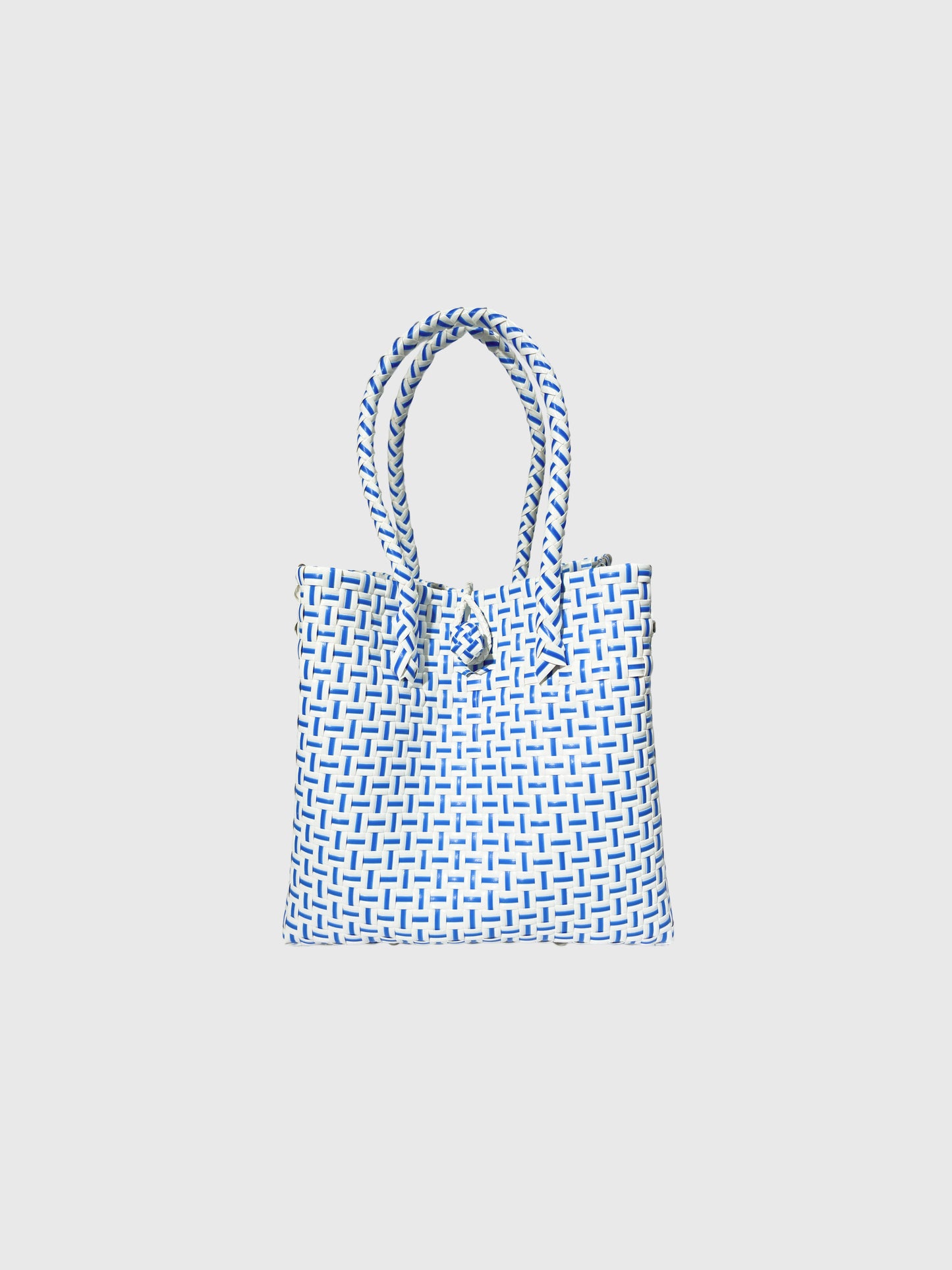 ホワイト ブルー ミニハンドバッグ