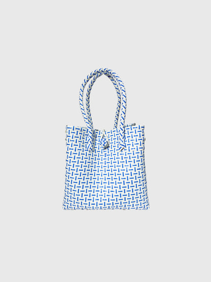 ホワイト ブルー ミニハンドバッグ