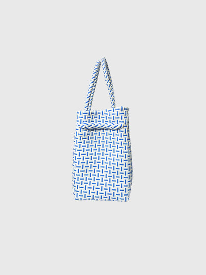 ホワイト ブルー ミニハンドバッグ