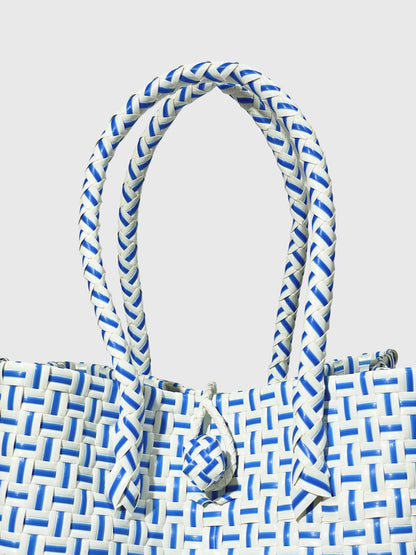 ホワイト ブルー ミニハンドバッグ