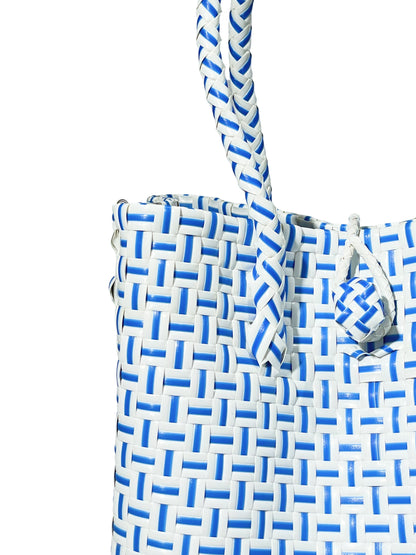 ホワイト ブルー ミニハンドバッグ