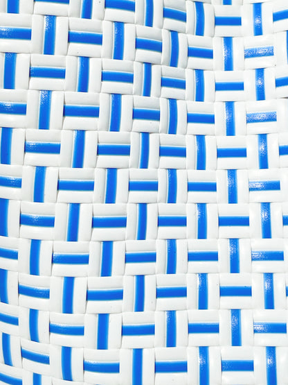 ホワイト ブルー ミニハンドバッグ