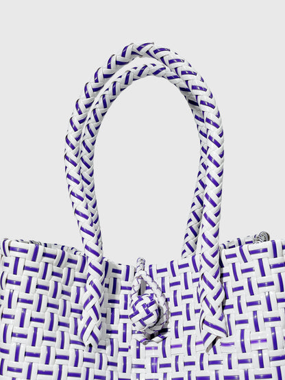 ホワイト パープル ミニハンドバッグ