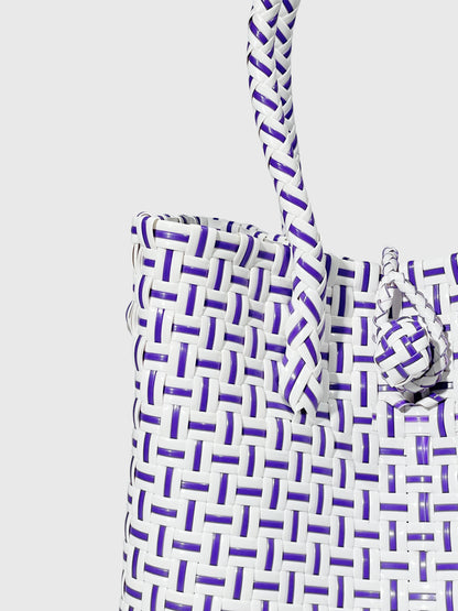 ホワイト パープル ミニハンドバッグ